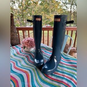 Blue hunter boots